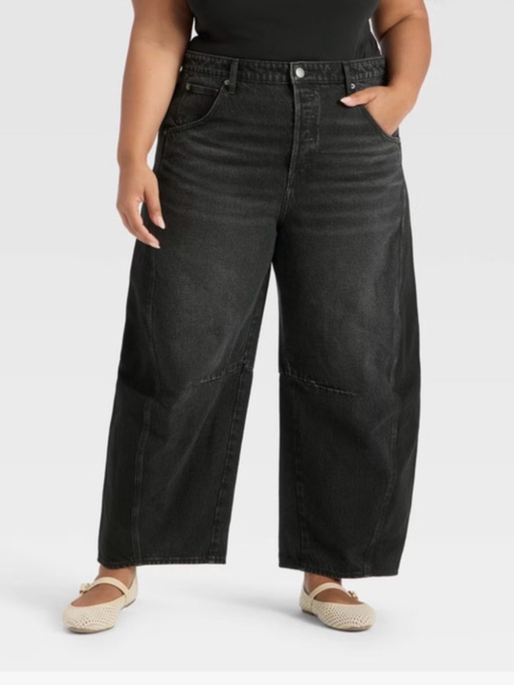 Universal Thread* Black*Easy Barrel Jeans.Slim hip&thighs..